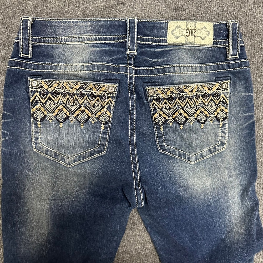 Miss Me Jeans Womens Size 30 Blue Viscose Mid Rise Ankle Skinny Embroidered